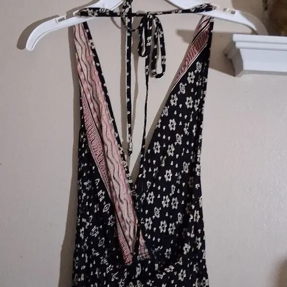 Angie Floral Black Backless Boho Jumpsuit Size Small - Picture 5 of 6